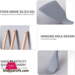 Kitchen Cooking Utensils Knife Set With Block Holder Cutting Board Premium Silicone Utensils Stainless Steel Coated Knives 19 Piece Set Gray