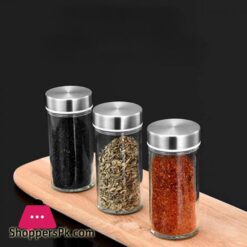 Nc Stainless Steel Spice Jar 12 16 Set Portable Seasoning Bottle Set Wood Grain Seasoning Rack Kitchen Supplies