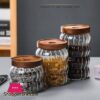 Grohandel Holz Abdeckung Welligkeit Dicken Glas Lagerung Glas Tee Dosen Getreide Lagerung Jar Kaffee Bohnen Lagerung Flaschen Versiegelt Jar
