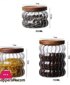 Grohandel Holz Abdeckung Welligkeit Dicken Glas Lagerung Glas Tee Dosen Getreide Lagerung Jar Kaffee Bohnen Lagerung Flaschen Versiegelt Jar