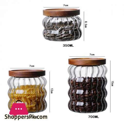Grohandel Holz Abdeckung Welligkeit Dicken Glas Lagerung Glas Tee Dosen Getreide Lagerung Jar Kaffee Bohnen Lagerung Flaschen Versiegelt Jar