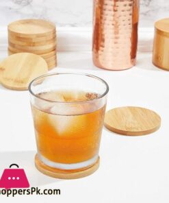 Juvale Round Bamboo Coasters Set 12 Pack