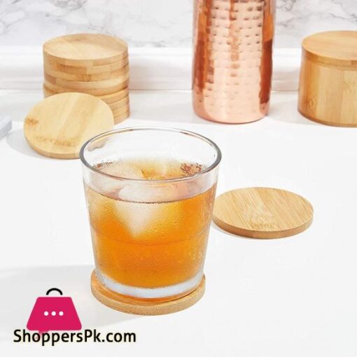 Juvale Round Bamboo Coasters Set 12 Pack