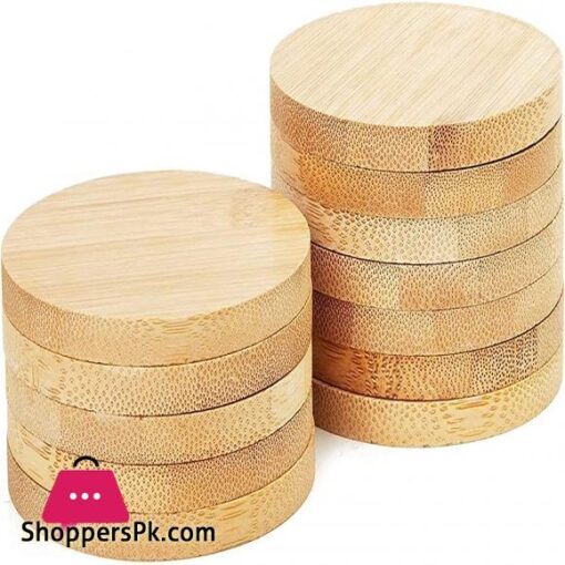Juvale Round Bamboo Coasters Set 12 Pack