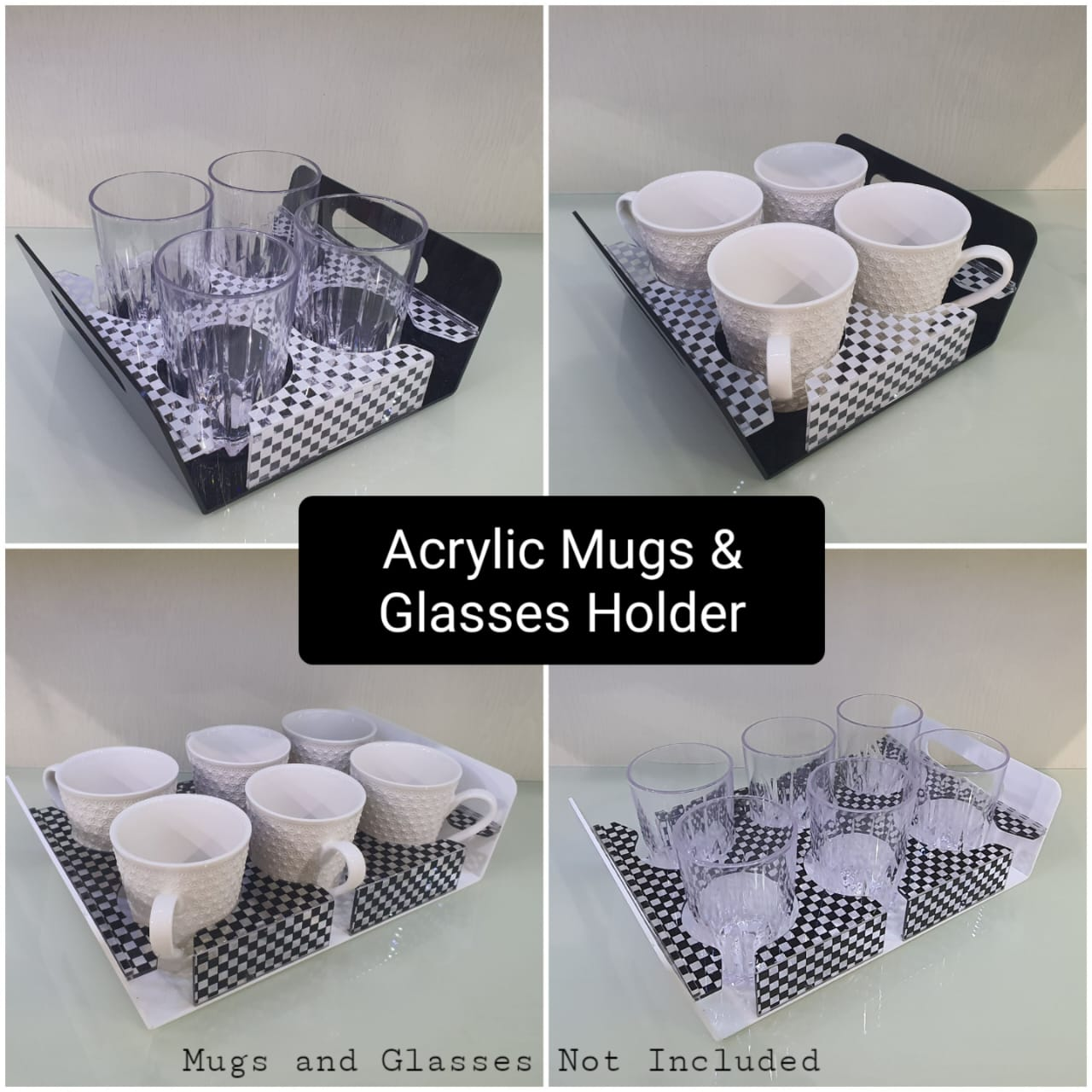 Acrylic Serving Tray 6 Glass Hold