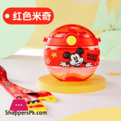 Disney Cartoon Ceative Plastic Portable Straw Cup Water Bottle - 420Ml