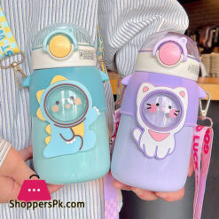 Kids Water Bottle For School Boys Girl Cup With Straw Bpa Free Cute Cartoon Leakproof Mug Portable Travel Drinking Tumbler