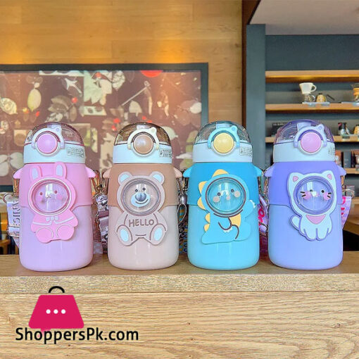 Kids Water Bottle for School Boys Girl Cup With Straw BPA Free Cute Cartoon Leakproof Mug Portable Travel Drinking Tumbler
