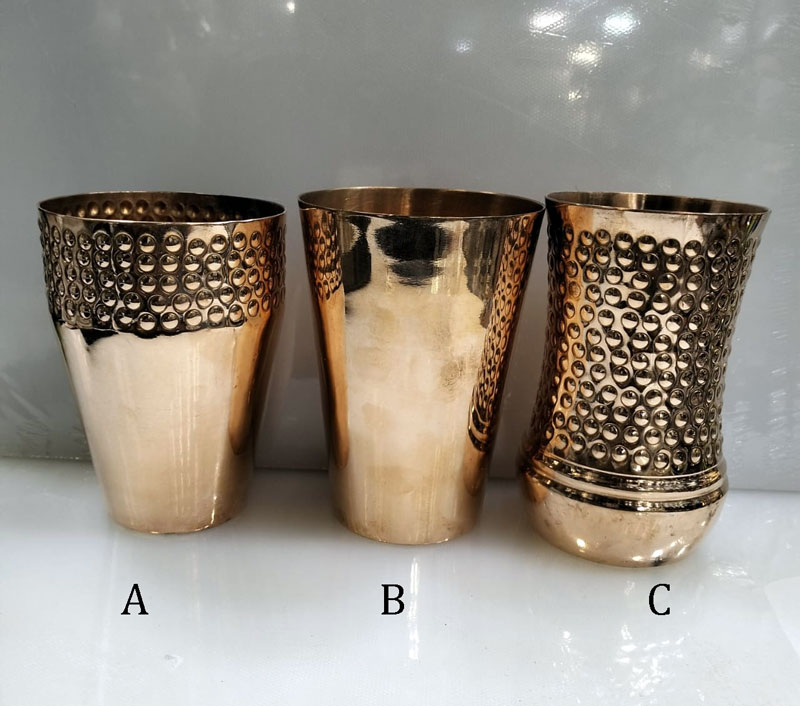 Pure Copper Handmade Beautiful Drinking Glass Water Tumbler 1-Pcs