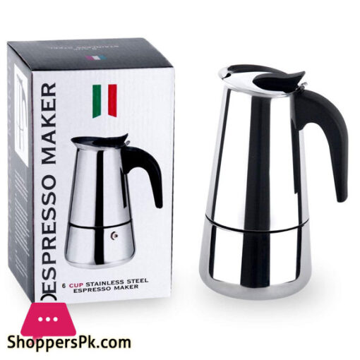 Stainless Steel Espresso Maker Stovetop Coffee Percolator Italian Coffee Maker Moka Pot Silver 450 ml