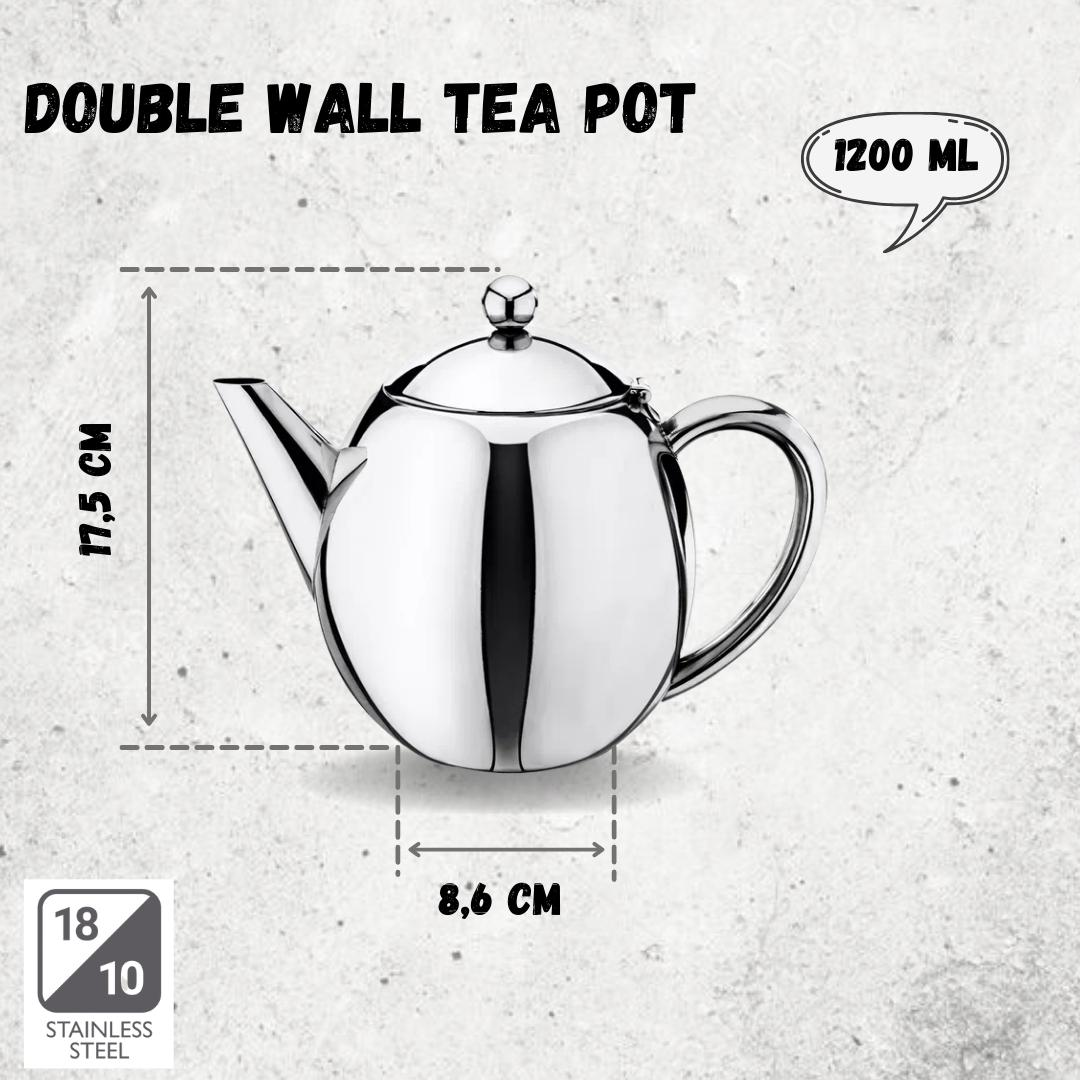 Wilmax Stainless Steel Double Wall Tea Pot 1200Ml - Wl-551101