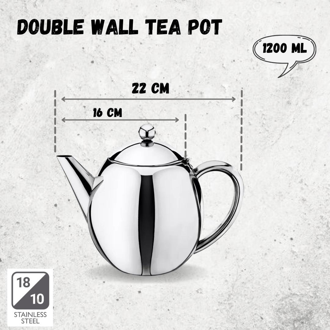 Wilmax Stainless Steel Double Wall Tea Pot 1200Ml - Wl-551101