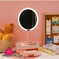 Schreibtisch Led Beleuchtete Touch Screen Tragbare Mini Make Up Spiegel Multi Funktion Lagerung Make Up Box Kosmetik Rack Spiegel