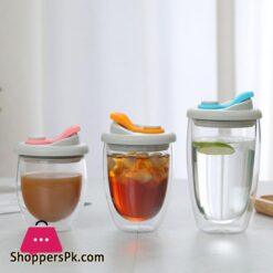 Leck Proof Doppel Wand Glas Tasse Mit Luftdichten Silica Gel Deckel Isoliert Kaffee Becher Tee Saft Tasse Isoliert Glas Ei Geformt Tassetransparent