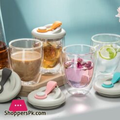 Leck Proof Doppel Wand Glas Tasse Mit Luftdichten Silica Gel Deckel Isoliert Kaffee Becher Tee Saft Tasse Isoliert Glas Ei Geformt Tassetransparent