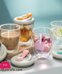 Leck Proof Doppel Wand Glas Tasse Mit Luftdichten Silica Gel Deckel Isoliert Kaffee Becher Tee Saft Tasse Isoliert Glas Ei Geformt Tassetransparent