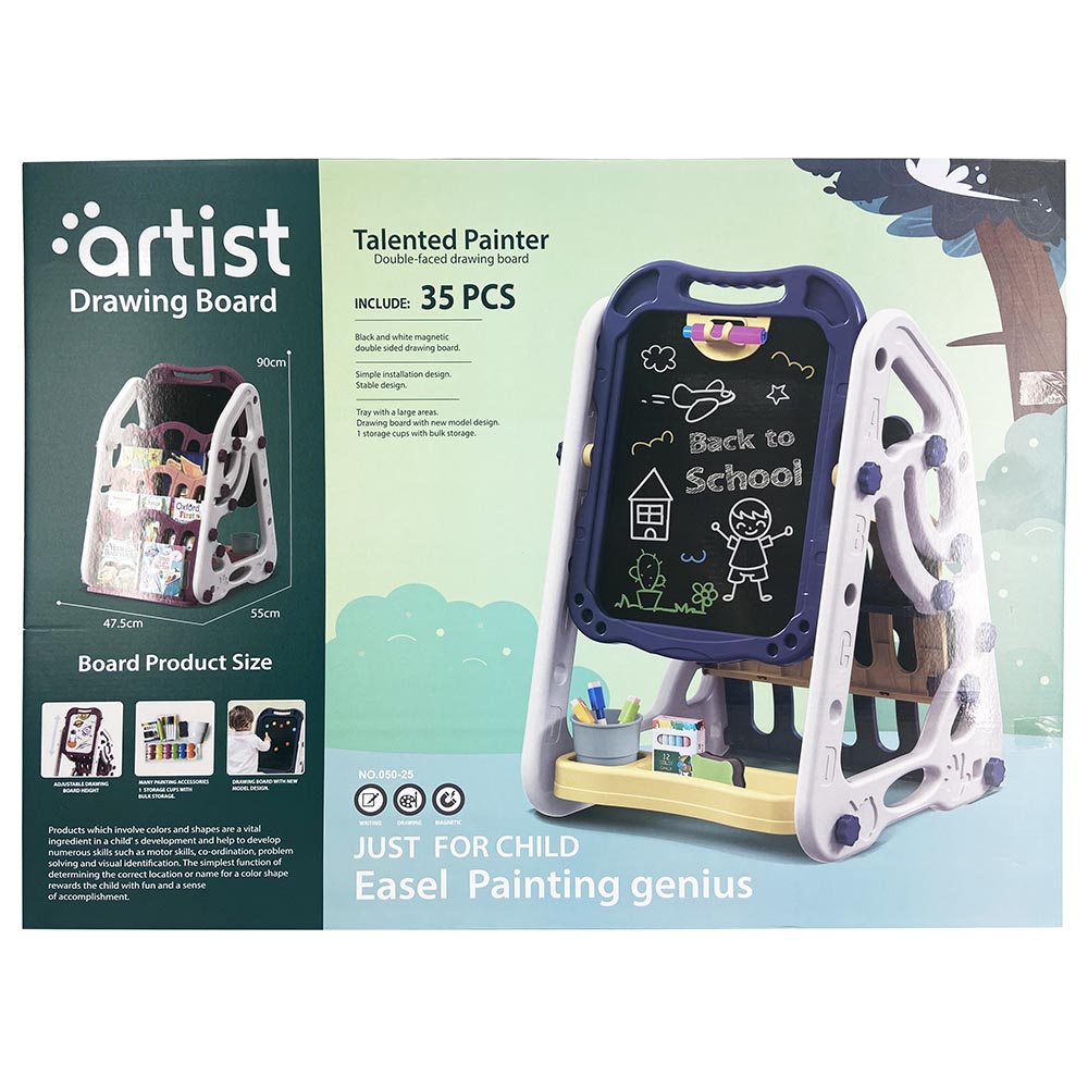 Artist Magnetic Drawing Board With White Bookshelf - 35 Pcs - 050-25