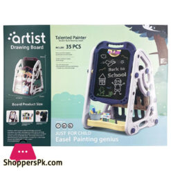 Artist Magnetic Drawing Board with White Bookshelf - 35 pcs - 050-25