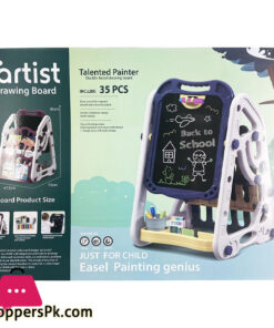 Artist Magnetic Drawing Board with White Bookshelf - 35 pcs - 050-25