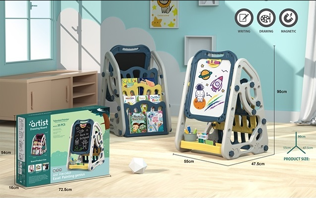 Artist Magnetic Drawing Board With White Bookshelf - 35 Pcs - 050-25