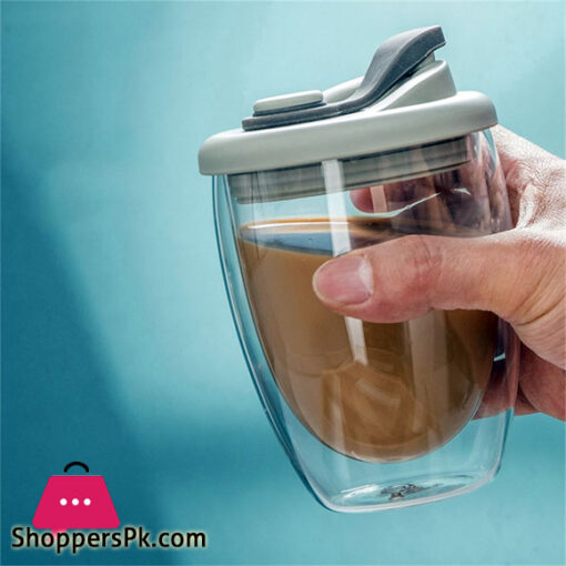 Double Wall Glass with Silicone Vacuum Sipper Lid - 450ml