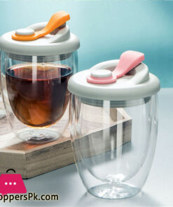 Double Wall Glass with Silicone Vacuum Sipper Lid - 350ml