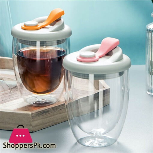 Double Wall Glass with Silicone Vacuum Sipper Lid - 350ml