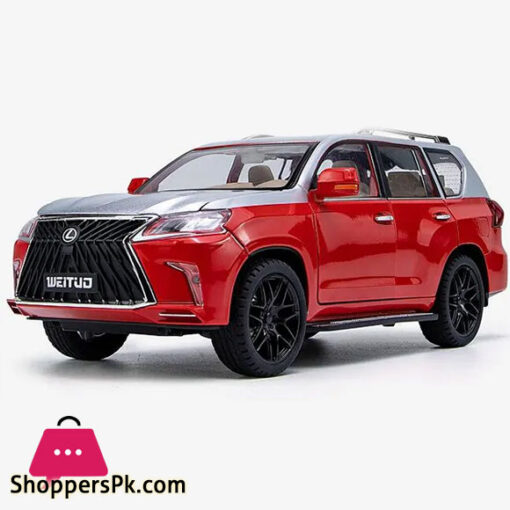 High Simitation 1:18 Lexus LX570 Off-road SUV Alloy Car Model Diecast Pull Back Car Red & Silver Color