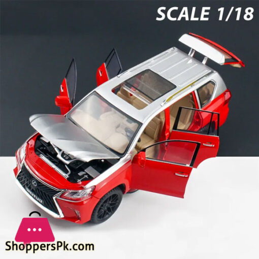 High Simitation 1:18 Lexus LX570 Off-road SUV Alloy Car Model Diecast Pull Back Car Red & Silver Color