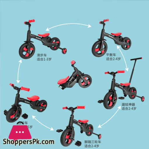 LUDDY Childrens Tricycle Bicycle Five-in-one Hand Push Childrens Balance Scooter Without Pedal Sliding Scooter