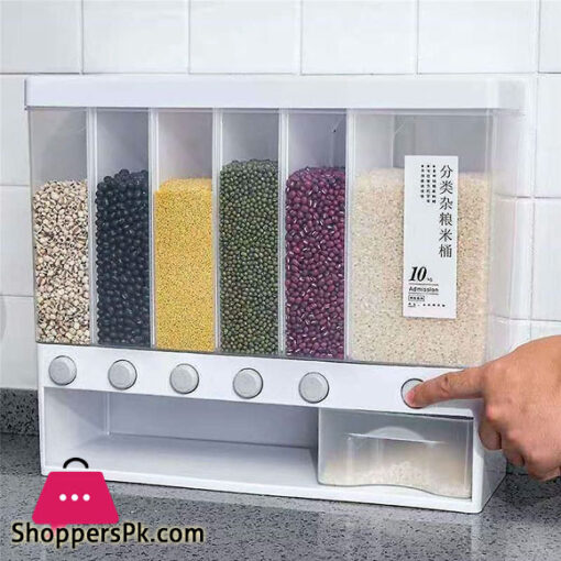 6 in1 Kitchen Wall Mounted Cereal Dispenser Dry Food Storage Container New