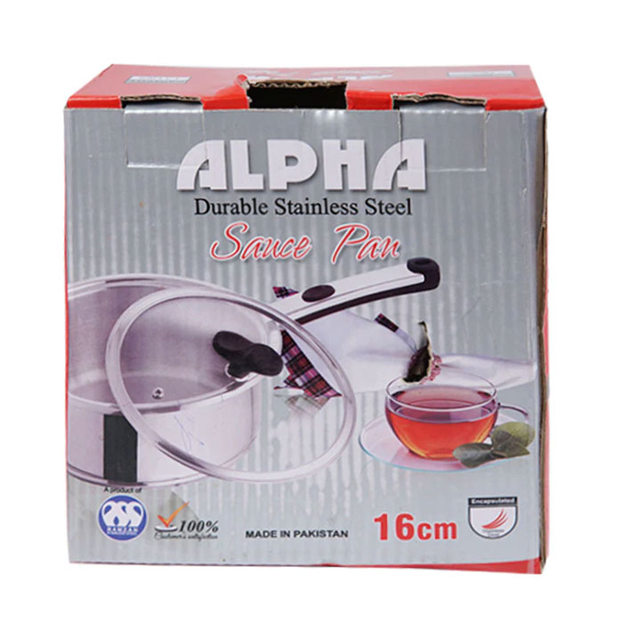 Alpha Durable Stainless Steel Sauce Pan 16Cm 1.3 Litre