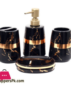 Amie-Naz Bathroom Set Stone Set of 4Pcs (Black)