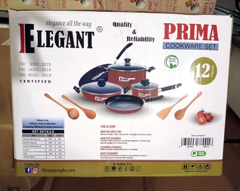Elegant Prima Non-Stick Cookware Set Of 12 Pcs - Ek678001 6 Elegant Prima Non-Stick Cookware Set Of 12 Pcs - Ek678001