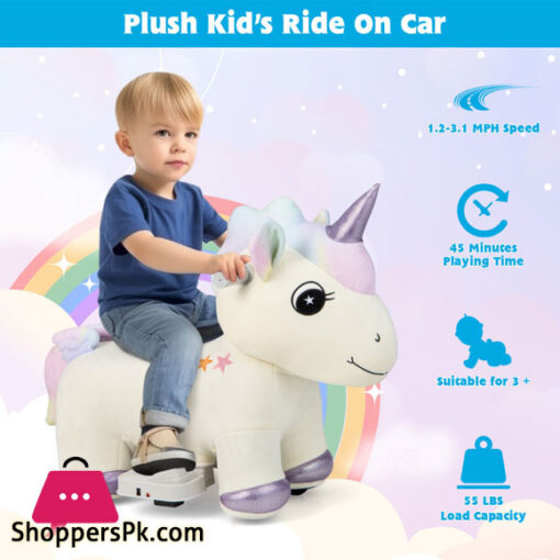 Kids Plush Rechargeable Pony Ride-Ons Car