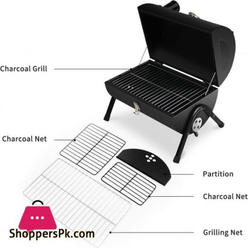 JJ JUJIN Portable Charcoal Grill Mini BBQ Grill for Outdoor Cooking Camping and Picnic Black