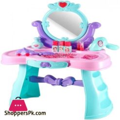 Princess Dressing Table Pretend Beauty Dress Up Kids Mirror Pretend Play Cosmetic Makeup Vanity Toy Set For Girls Play Dressing Household Toys Color Pink Size 43X24X66Cm