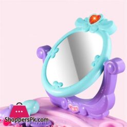Princess Dressing Table Pretend Beauty Dress Up Kids Mirror Pretend Play Cosmetic Makeup Vanity Toy Set For Girls Play Dressing Household Toys Color Pink Size 43X24X66Cm