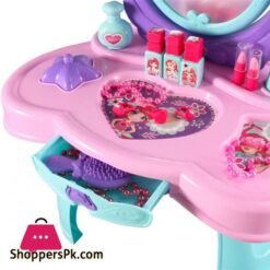 Princess Dressing Table Pretend Beauty Dress Up Kids Mirror Pretend Play Cosmetic Makeup Vanity Toy Set For Girls Play Dressing Household Toys Color Pink Size 43X24X66Cm