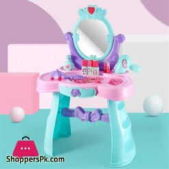 Princess Dressing Table Pretend Beauty Dress Up Kids Mirror Pretend Play Cosmetic Makeup Vanity Toy Set For Girls Play Dressing Household Toys Color Pink Size 43X24X66Cm