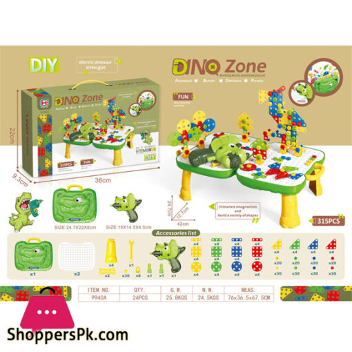 CONSTRUCTION TABLE DINO CONSTRUCTOR WITH A SCREWDRIVER FOR KIDS 315 CHILDREN. 9940A
