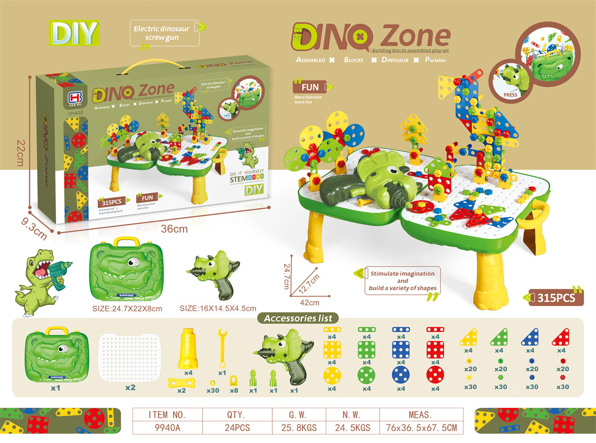 Construction Table Dino Constructor With A Screwdriver For Kids 315 Children. 9940A