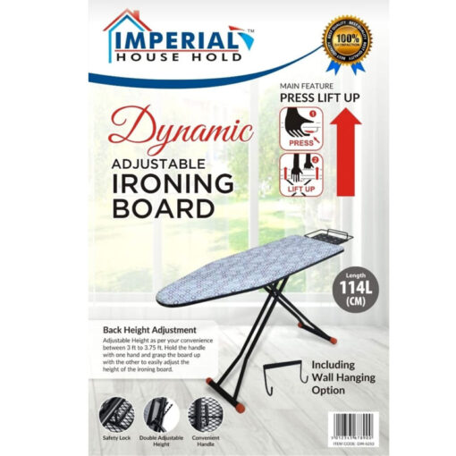 Imperial Dynamic Adjustable Ironing Board 114 Length CM Including Wall Hanging Option