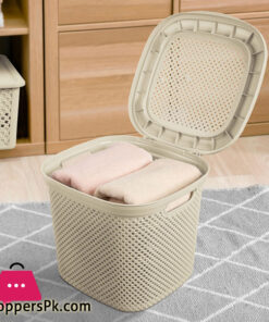 Limon Short Laundry Basket With Lid Knit Design Iran Made