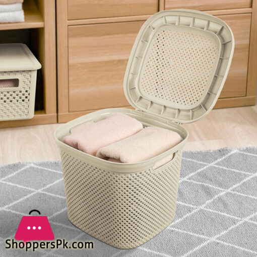 Limon Short Laundry Basket With Lid Knit Design Iran Made