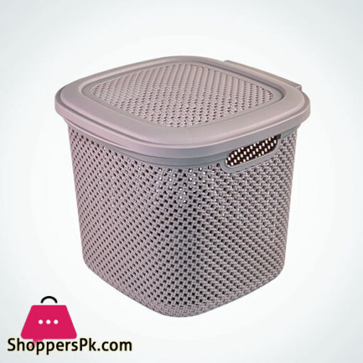 Limon Short Laundry Basket With Lid Knit Design Iran Made