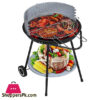 Portable Charcoal Grill 21 Inch Outdoor Grill With Storage Rack Wheels For Outdoor Cooking, Picnic