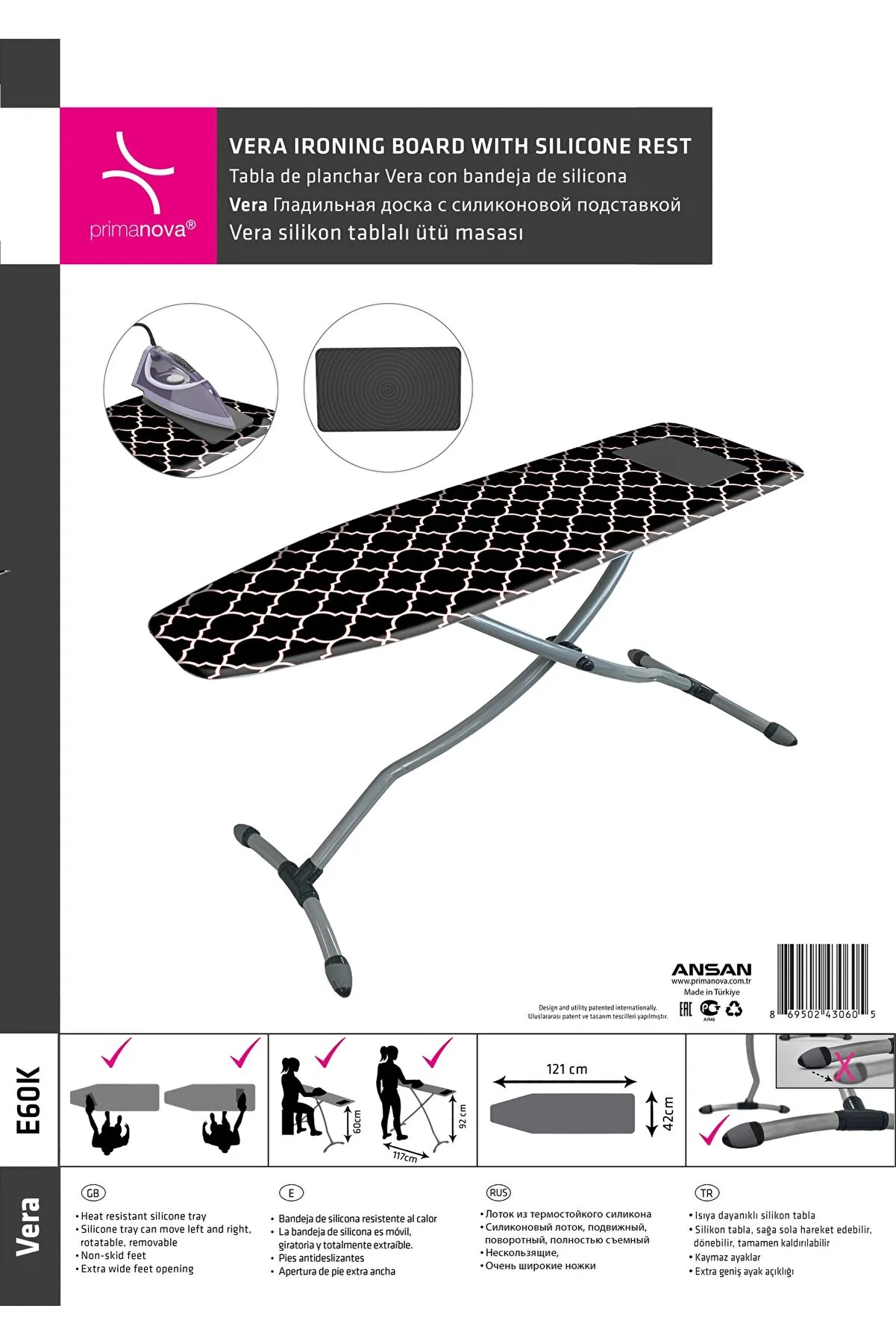 Primanova Vera Functional Irioning Board E60K - Turkey Made