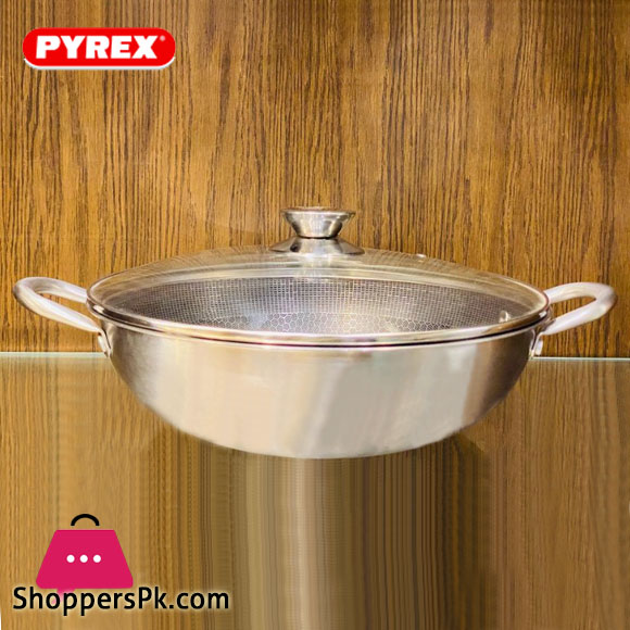 Pyrex Stainless Steel Double Handles Wok - 32Cm 3 Pyrex Stainless Steel Double Handles Wok - 32Cm