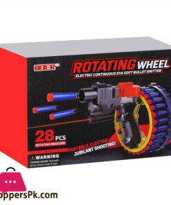 Rotating Wheel Shooter Electric Continuous Eva Soft Bullet Gun Emitter 28 PCS